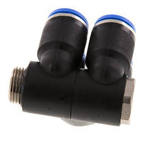 12mm x G3/8'' 4-way Manifold Push-in Fitting with Male Threads Brass/PA 66 NBR Rotatable