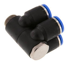 12mm x G3/8'' 4-way Manifold Push-in Fitting with Male Threads Brass/PA 66 NBR Rotatable