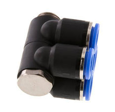 12mm x G3/8'' 4-way Manifold Push-in Fitting with Male Threads Brass/PA 66 NBR Rotatable