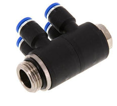 8mm x G1/2'' 4-way Manifold Push-in Fitting with Male Threads Brass/PA 66 NBR Rotatable