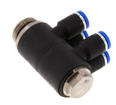 8mm x G1/2'' 4-way Manifold Push-in Fitting with Male Threads Brass/PA 66 NBR Rotatable