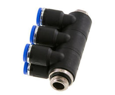 8mm x G1/4'' 6-way Manifold Push-in Fitting with Male Threads Brass/PA 66 NBR Rotatable