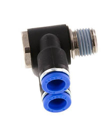 8mm x R1/4'' Double 90deg Elbow Push-in Fitting with Male Threads Brass/PA 66 NBR Rotatable