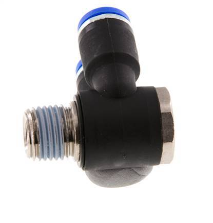 8mm x R1/4'' Double 90deg Elbow Push-in Fitting with Male Threads Brass/PA 66 NBR Rotatable