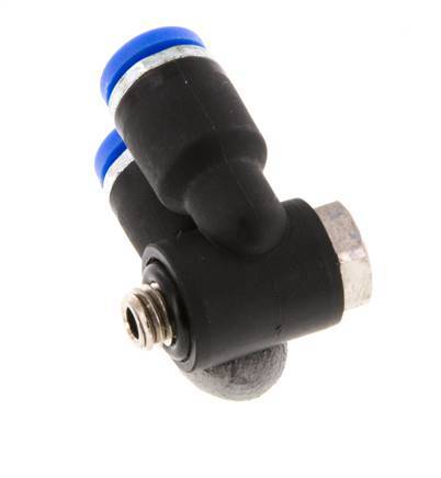 4mm x M 5 Double 90deg Elbow Push-in Fitting with Male Threads Brass/PA 66 NBR Rotatable [2 Pieces]