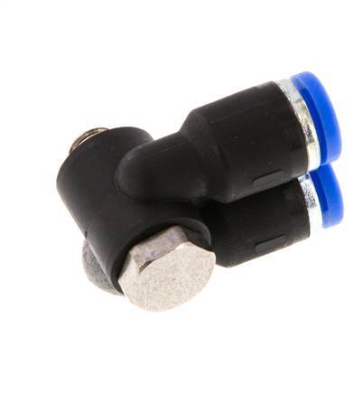4mm x M 5 Double 90deg Elbow Push-in Fitting with Male Threads Brass/PA 66 NBR Rotatable [2 Pieces]