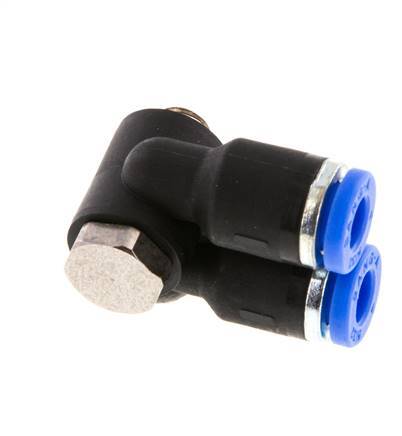 4mm x M 5 Double 90deg Elbow Push-in Fitting with Male Threads Brass/PA 66 NBR Rotatable [2 Pieces]