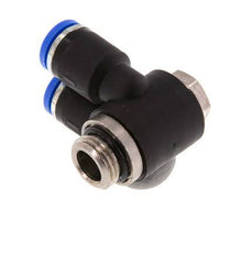 8mm x G1/4'' Double 90deg Elbow Push-in Fitting with Male Threads Brass/PA 66 NBR Rotatable