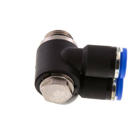 8mm x G1/4'' Double 90deg Elbow Push-in Fitting with Male Threads Brass/PA 66 NBR Rotatable
