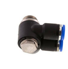 8mm x G1/4'' Double 90deg Elbow Push-in Fitting with Male Threads Brass/PA 66 NBR Rotatable