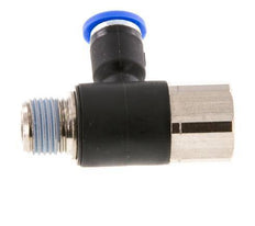 4mm x R1/8'' Elbow Push-in Fitting with Male-Female Threads Brass/PA 66 NBR Rotatable [2 Pieces]