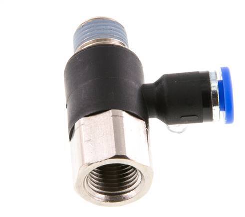 4mm x R1/8'' Elbow Push-in Fitting with Male-Female Threads Brass/PA 66 NBR Rotatable [2 Pieces]