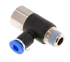 4mm x R1/8'' Elbow Push-in Fitting with Male-Female Threads Brass/PA 66 NBR Rotatable [2 Pieces]