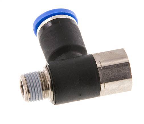 8mm x R1/8'' Elbow Push-in Fitting with Male-Female Threads Brass/PA 66 NBR Rotatable [2 Pieces]