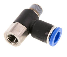 8mm x R1/8'' Elbow Push-in Fitting with Male-Female Threads Brass/PA 66 NBR Rotatable [2 Pieces]