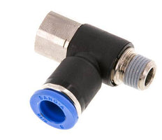 8mm x R1/8'' Elbow Push-in Fitting with Male-Female Threads Brass/PA 66 NBR Rotatable [2 Pieces]