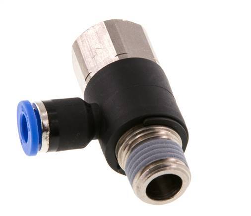 6mm x R1/4'' Elbow Push-in Fitting with Male-Female Threads Brass/PA 66 NBR Rotatable [2 Pieces]
