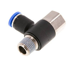 8mm x R1/4'' Elbow Push-in Fitting with Male-Female Threads Brass/PA 66 NBR Rotatable [2 Pieces]