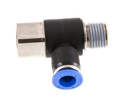 8mm x R1/4'' Elbow Push-in Fitting with Male-Female Threads Brass/PA 66 NBR Rotatable [2 Pieces]