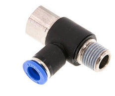 8mm x R1/4'' Elbow Push-in Fitting with Male-Female Threads Brass/PA 66 NBR Rotatable [2 Pieces]