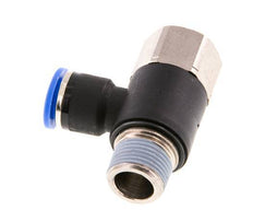 10mm x R3/8'' Elbow Push-in Fitting with Male-Female Threads Brass/PA 66 NBR Rotatable