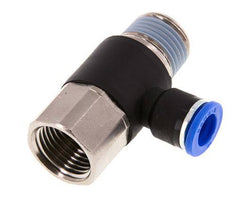 10mm x R1/2'' Elbow Push-in Fitting with Male-Female Threads Brass/PA 66 NBR Rotatable