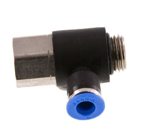 6mm x G1/4'' Elbow Push-in Fitting with Male-Female Threads Brass/PA 66 NBR [2 Pieces]