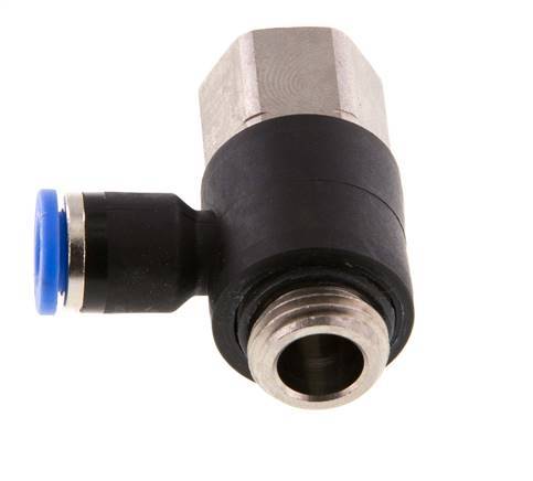 6mm x G1/4'' Elbow Push-in Fitting with Male-Female Threads Brass/PA 66 NBR [2 Pieces]
