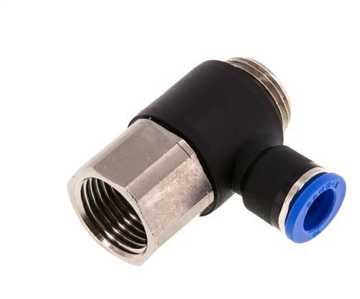 10mm x G1/2'' Elbow Push-in Fitting with Male-Female Threads Brass/PA 66 NBR