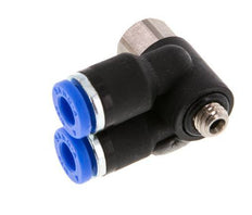 4mm x M 5 Double 90deg Elbow Push-in Fitting with Male-Female Threads Brass/PA 66 NBR Rotatable [2 Pieces]