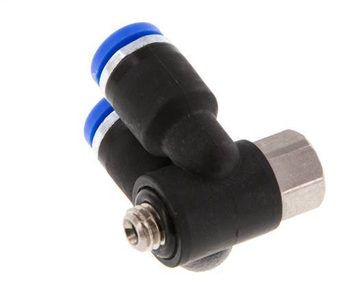 4mm x M 5 Double 90deg Elbow Push-in Fitting with Male-Female Threads Brass/PA 66 NBR Rotatable [2 Pieces]