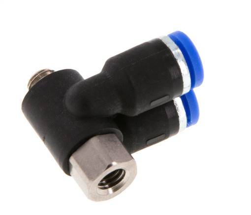 4mm x M 5 Double 90deg Elbow Push-in Fitting with Male-Female Threads Brass/PA 66 NBR Rotatable [2 Pieces]