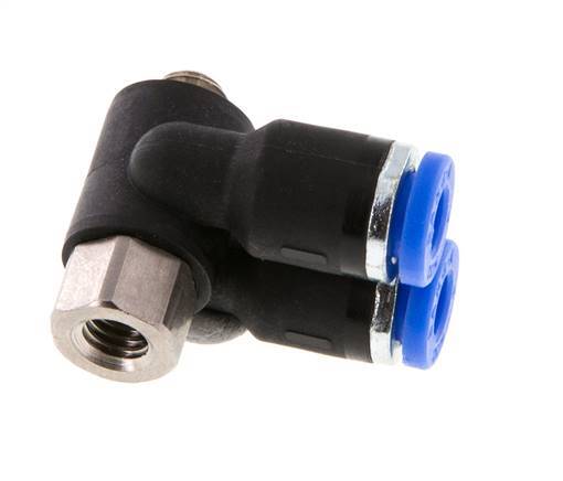 4mm x M 5 Double 90deg Elbow Push-in Fitting with Male-Female Threads Brass/PA 66 NBR Rotatable [2 Pieces]