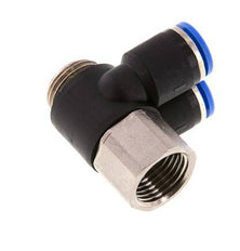 12mm x G1/2'' Double 90deg Elbow Push-in Fitting with Male-Female Threads Brass/PA 66 NBR Rotatable