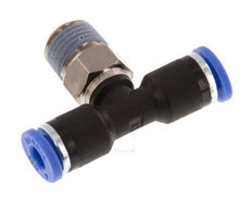 4mm x R1/8'' Inline Tee Push-in Fitting with Male Threads Brass/PA 66 NBR Rotatable [2 Pieces]