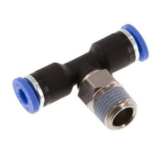 4mm x R1/8'' Inline Tee Push-in Fitting with Male Threads Brass/PA 66 NBR Rotatable [2 Pieces]