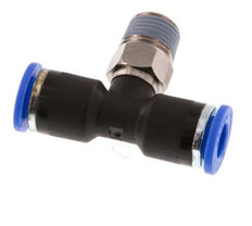 6mm x R1/8'' Inline Tee Push-in Fitting with Male Threads Brass/PA 66 NBR Rotatable [2 Pieces]