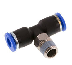 6mm x R1/8'' Inline Tee Push-in Fitting with Male Threads Brass/PA 66 NBR Rotatable [2 Pieces]