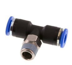 6mm x R1/8'' Inline Tee Push-in Fitting with Male Threads Brass/PA 66 NBR Rotatable [2 Pieces]