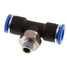 10mm x R1/8'' Inline Tee Push-in Fitting with Male Threads Brass/PA 66 NBR Rotatable