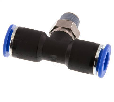 12mm x R1/4'' Inline Tee Push-in Fitting with Male Threads Brass/PA 66 NBR Rotatable