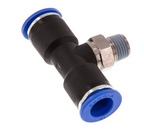 12mm x R1/4'' Inline Tee Push-in Fitting with Male Threads Brass/PA 66 NBR Rotatable