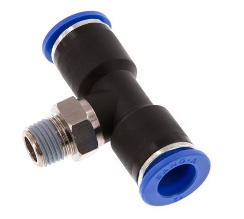 12mm x R1/4'' Inline Tee Push-in Fitting with Male Threads Brass/PA 66 NBR Rotatable