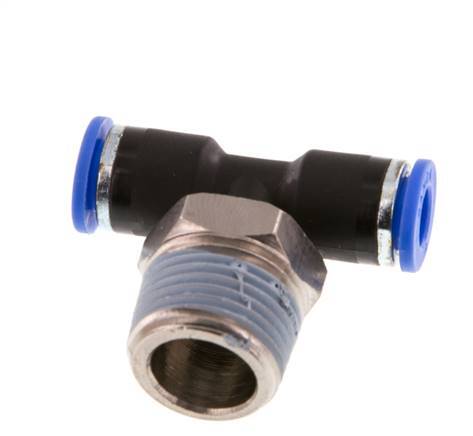 6mm x R3/8'' Inline Tee Push-in Fitting with Male Threads Brass/PA 66 NBR Rotatable [2 Pieces]