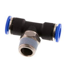 10mm x R3/8'' Inline Tee Push-in Fitting with Male Threads Brass/PA 66 NBR Rotatable