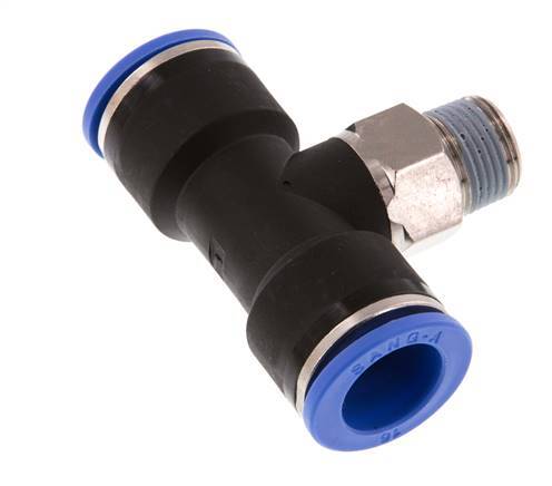 16mm x R3/8'' Inline Tee Push-in Fitting with Male Threads Brass/PA 66 NBR Rotatable