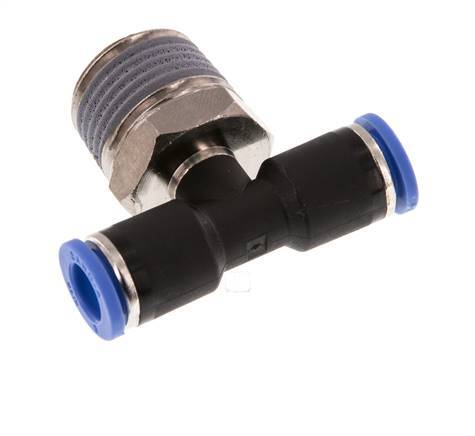 8mm x R1/2'' Inline Tee Push-in Fitting with Male Threads Brass/PA 66 NBR Rotatable