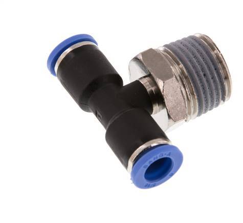 8mm x R1/2'' Inline Tee Push-in Fitting with Male Threads Brass/PA 66 NBR Rotatable