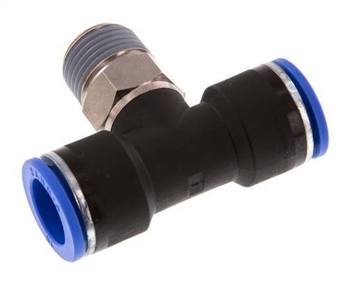 16mm x R1/2'' Inline Tee Push-in Fitting with Male Threads Brass/PA 66 NBR Rotatable