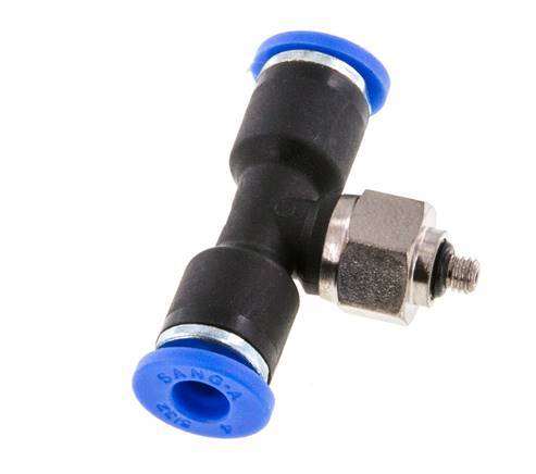 4mm x M 3 Inline Tee Push-in Fitting with Male Threads Steel/PA 66 NBR Rotatable [2 Pieces]